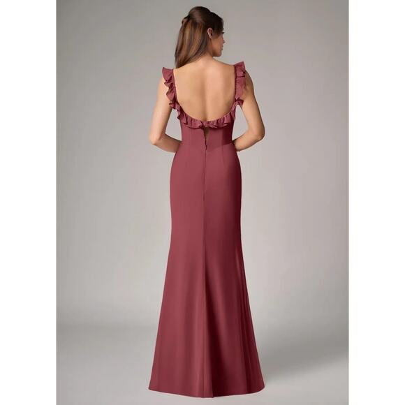 Callie Merlot Mermaid Side Slit Chiffon Convertible Dress - Picture 2 of 3